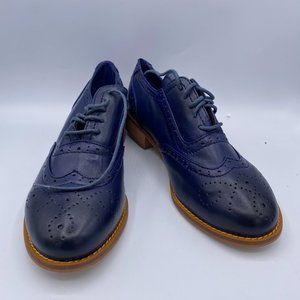 NWOT! Blue Leather  Round toe Oxford leather shoes